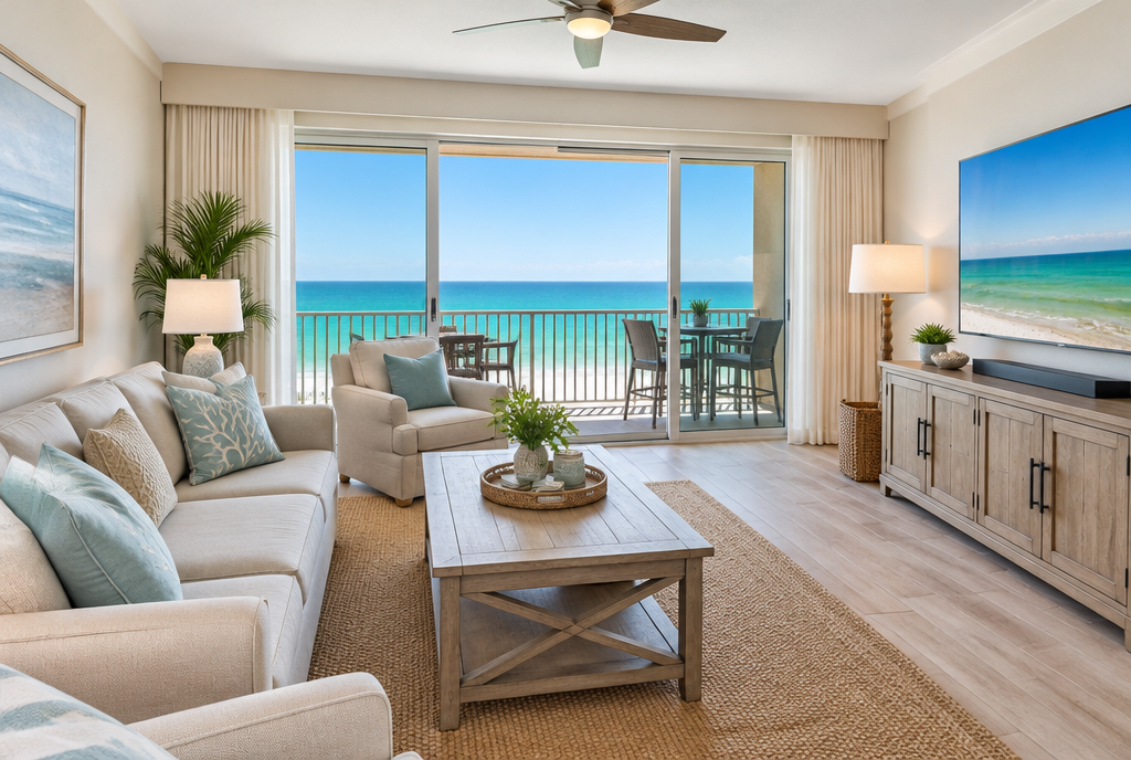 Gulf-front vacation rental interior